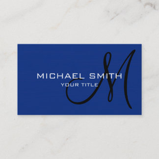 Carte De Visite Monogramme professionnel élégant clair bleu foncé