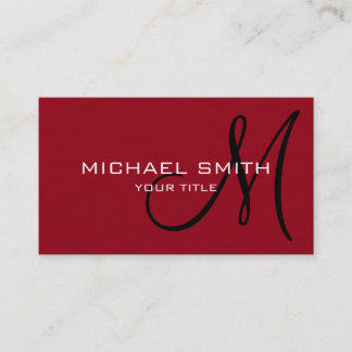 Carte De Visite Monogramme professionnel élégant clair rouge foncé