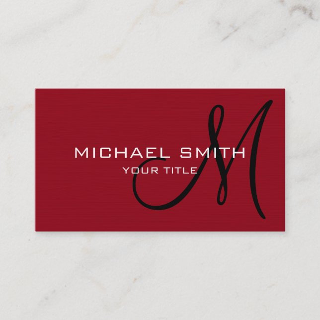 Carte De Visite Monogramme professionnel élégant clair rouge foncé (Devant)