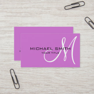 Carte De Visite Monogramme professionnel élégant Mauve ordinaire
