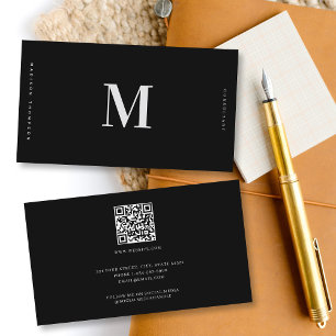 Carte De Visite Monogramme professionnel élégant minimaliste QR Co