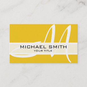 Carte De Visite Monogramme professionnel élégant Moderne Citron 