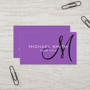 Carte De Visite Monogramme professionnel élégant Plain Lilac
