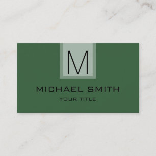 Carte De Visite Monogramme professionnel en couleur solide verte