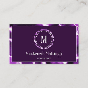 Carte De Visite Monogramme professionnel en marbre violet profond