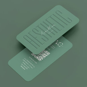 Carte De Visite Monogramme professionnel esthétique Dusty Turquois
