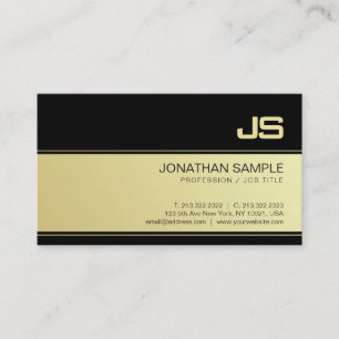 Carte De Visite Monogramme professionnel Gold Look Design Plain Lu