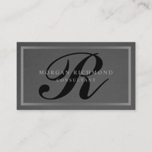 Carte De Visite Monogramme professionnel gris argent