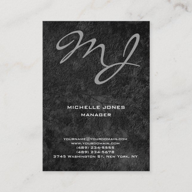 Carte De Visite monogramme professionnel gris moderne unique (Devant)