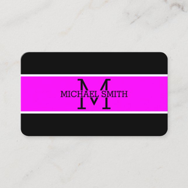 Carte De Visite Monogramme professionnel Magenta Moderne (Devant)
