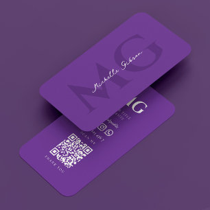 Carte De Visite Monogramme professionnel minimal Royal Purple