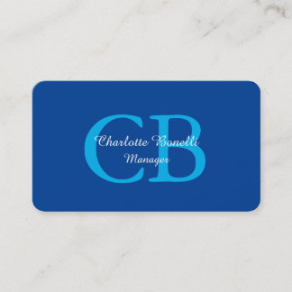 Carte De Visite Monogramme professionnel minimaliste bleu profond