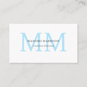 Carte De Visite Monogramme Professionnel Minimaliste Noir Blanc Bl