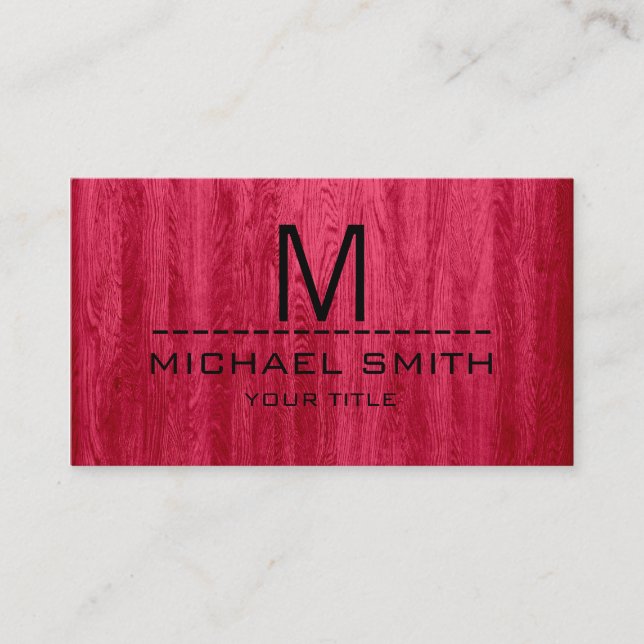 Carte De Visite Monogramme professionnel moderne en bois rouge Gra (Devant)
