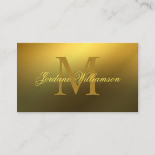 Carte De Visite Monogramme professionnel moderne Gold Gradient