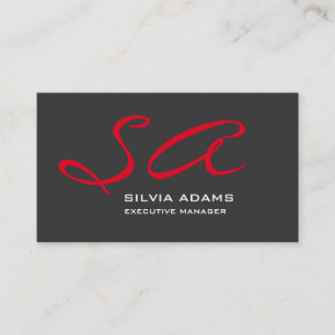 Carte De Visite Monogramme professionnel moderne Gris rouge clair