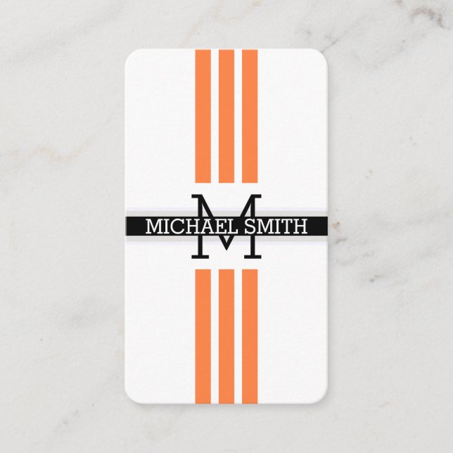 Carte De Visite Monogramme professionnel Moderne Mango Tango Strip (Devant)