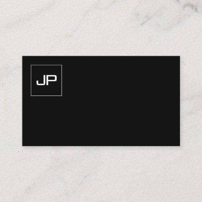 Carte De Visite Monogramme Professionnel Moderne Noir Blanc BW Uni (Devant)