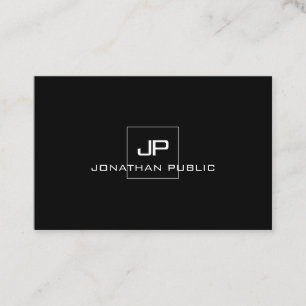 Carte De Visite Monogramme professionnel moderne Noir Blanc Élég