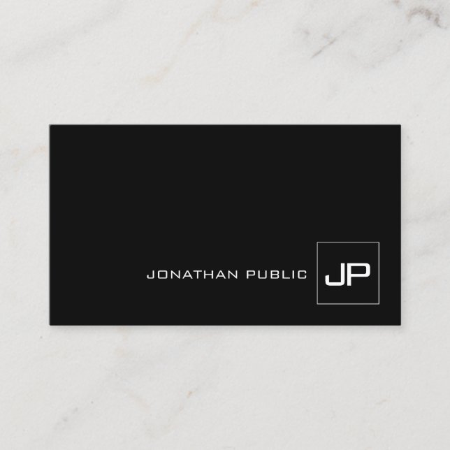 Carte De Visite Monogramme professionnel moderne noir et blanc (Devant)