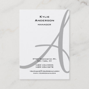 Carte De Visite Monogramme professionnel noir blanc gris calligrap