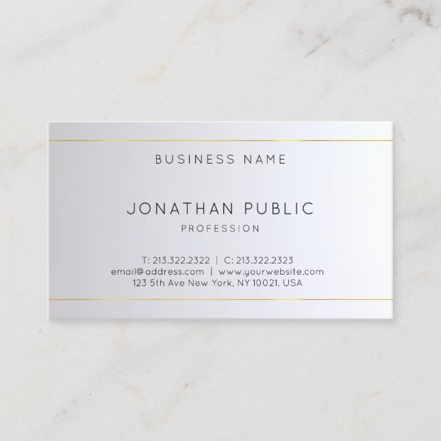 Carte De Visite Monogramme professionnel or argent moderne élégant (Devant)
