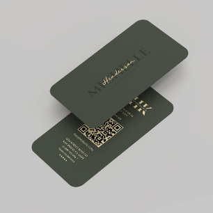 Carte De Visite Monogramme professionnel Vert foncé Or moderne
