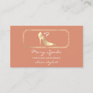 Carte De Visite Monogramme Purple Golden Frame Chaussures Talons C