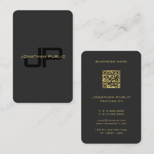 Carte De Visite Monogramme QR Code Modèle Noir Et Or Européen