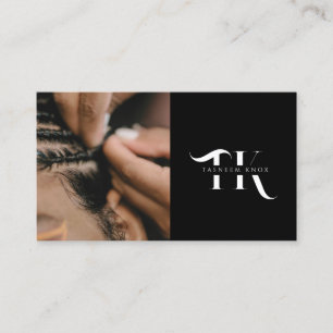 Carte De Visite monogramme qr code tresse styliste photo