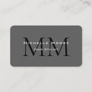 Carte De Visite Monogramme recto-verso gris noir en lin calligraph