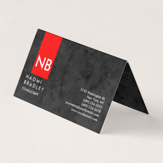Carte De Visite Monogramme Red Grey Motif Moderne Consultant