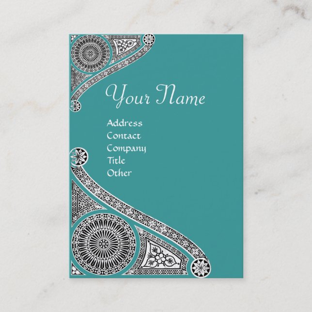 Carte De Visite MONOGRAMME RENAISSANCE 4 bleu vert (Devant)