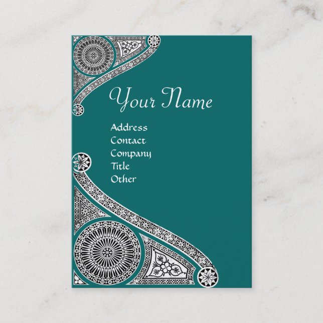Carte De Visite MONOGRAMME RENAISSANCE 4 bleu vert (Devant)