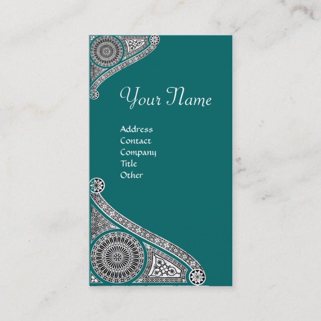 Carte De Visite MONOGRAMME RENAISSANCE 4 bleu vert (Devant)