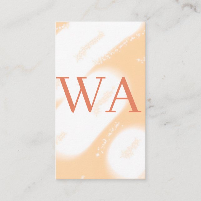 Carte De Visite Monogramme rétro gras blanc orange pêche pastel no (Devant)