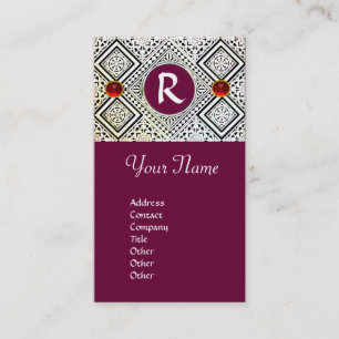 CARTE DE VISITE MONOGRAMME ROMAIN ROMAIN ROMAIN POURPULAIRE ET BLA