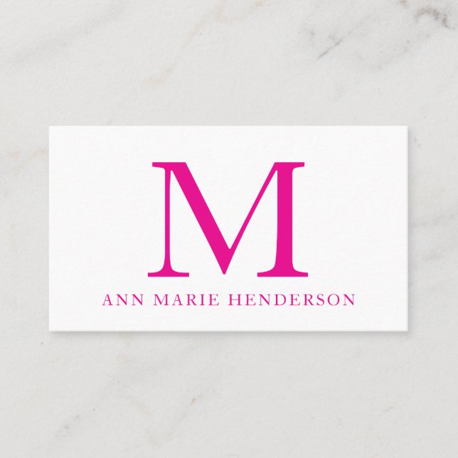 Carte De Visite Monogramme rose chaud (Devant)