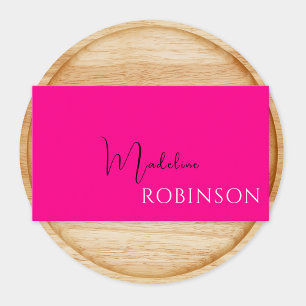 Carte De Visite Monogramme rose chaud Élégant féminin Minimaliste