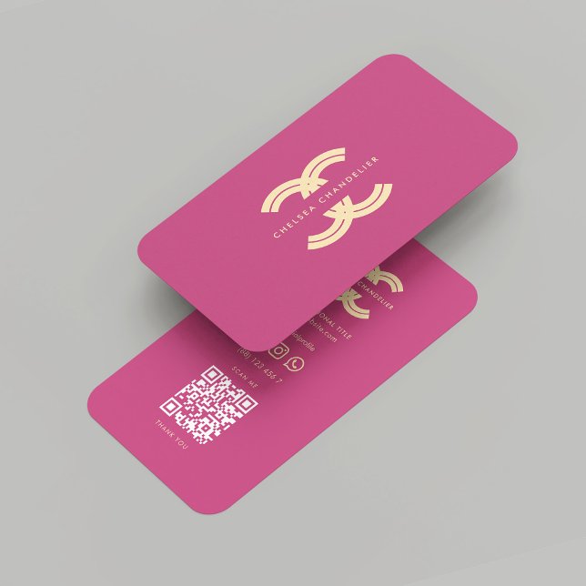 Carte De Visite Monogramme rose Or Logo C Société (Modern Monogram Pink Gold Logo C Company Business Card
)