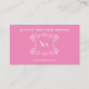 Carte De Visite Monogramme rose ornement orientaliste