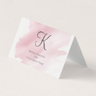 Carte De Visite Monogramme rose pour son aquarelle Laver Tente pli