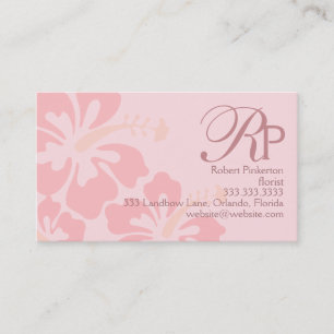 Carte De Visite Monogramme Rose Tropical Floral Professionnel