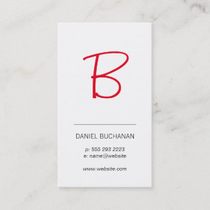 Carte De Visite Monogramme (rouge) / Blanc / Minimal
