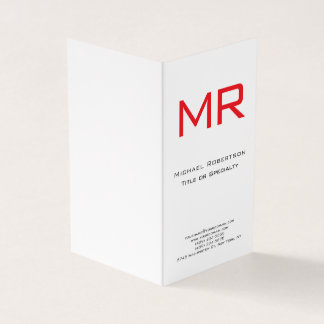 Carte De Visite Monogramme rouge blanc minimaliste