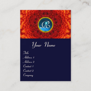 Carte De Visite MONOGRAMME ROUGE DAHLIA, SAPPHIRE bleu jaune