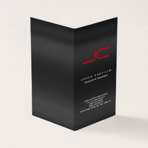 Carte De Visite Monogramme rouge gris moderne professionnel