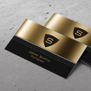 Carte De Visite Monogramme royal de bouclier d'or d'ingénieur