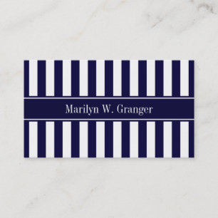 Carte De Visite Monogramme Ruban Bleu Marine Rayure Blanc Bleu Mar