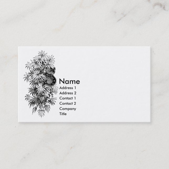 Carte De Visite Monogramme S avec le feuille de Palmetto (Devant)